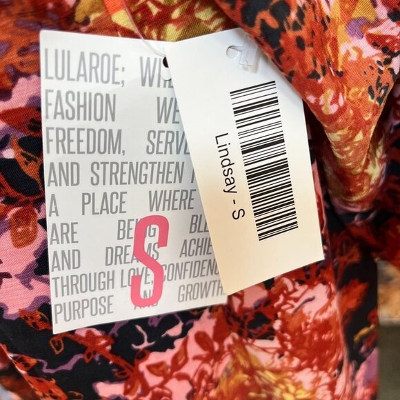 LULAROE Lindsay Womens Short Sleeve Kimono Fire Orange Floral Shirt Top … - Picture 6 of 7